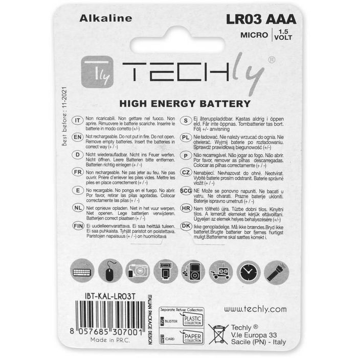 Techly ALKALINE AAA LR03 - 4pcs. - W128318764