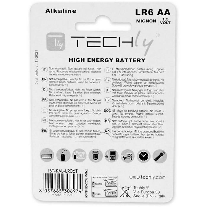 Techly ALKALINE AA LR06 - 4pcs. - W128318768
