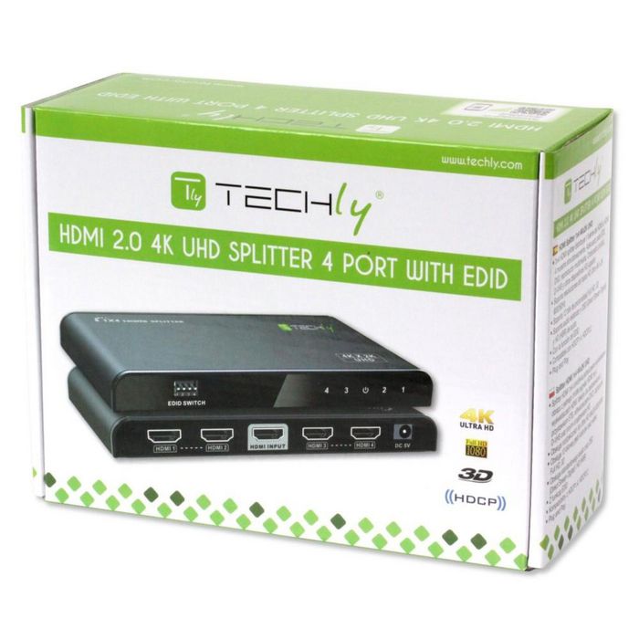 Techly 1x4 4K HDMI 2.0 SPLITTER WITH EDID FUNCTION - W128319347