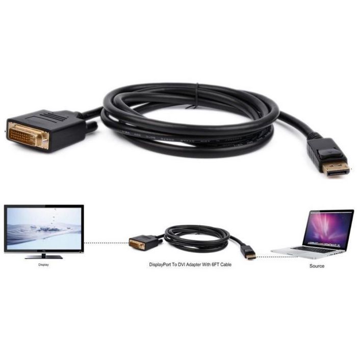 Techly DISPLAYPORT CABLE MALE TO DVI-D (24+1) MALE - 2M - W128319106