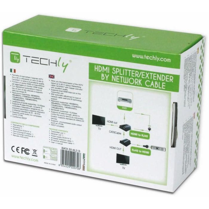 Techly 1080P HDMI EXTENDER OVER CAT6 WITH IR - UP TO 60M - W128319306