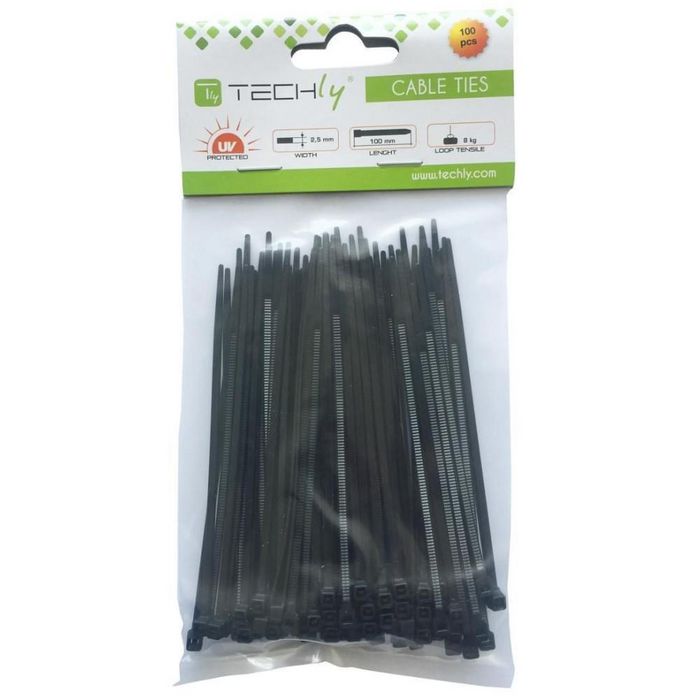 Techly CABLE TIE 100X2.5MM - PACK 100 PCS BLACK - W128319476