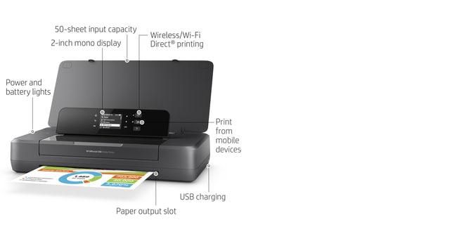 HP Officejet 200 Mobile Printer, Print, Front-Facing Usb Printing - W128443010