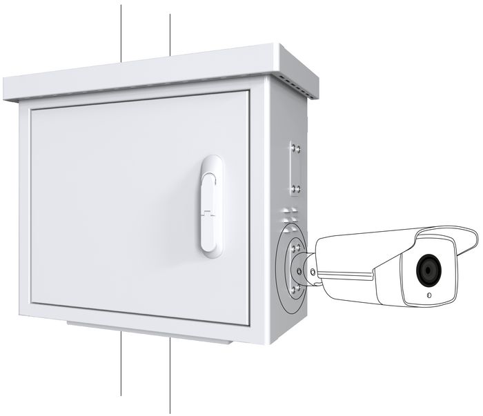 Lanview by Logon Midi Radius Pole Mounted CCTV Cabinet For 4 cameras - W128318546