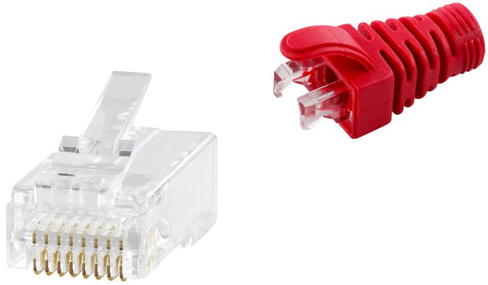 LOGON PROFESSIONAL RJ45 CAT6 UNSHIELDED EASY CONNECTOR+RED BOOT - 50PCS - W128318629