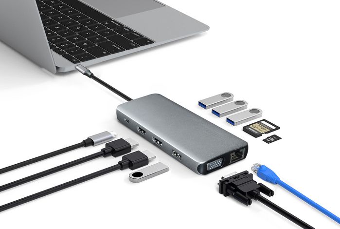 eSTUFF 12-in-1 Triple Display Mobile USB-C Hub for PC and tablets - W125805000