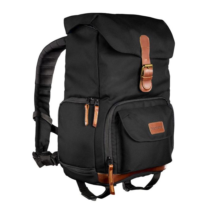Mantona Luis Junior Backpack Black, Brown Leather, Metal, Polyester, Synthetic - W128328063