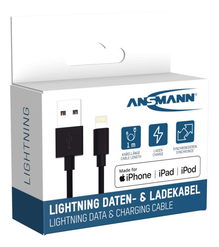 ANSMANN Usb Cable 1 M Usb A Lightning Black - W128329102