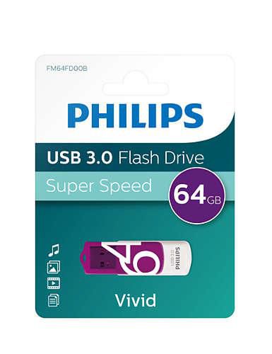 Philips Fm64Fd00B Usb Flash Drive 64 Gb Usb Type-A 3.2 Gen 1 (3.1 Gen 1) Purple, White - W128329580