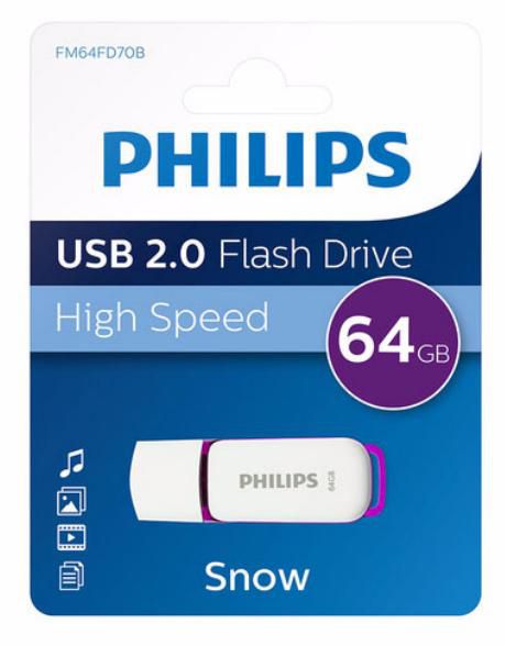 Philips Fm64Fd70B Usb Flash Drive 64 Gb Usb Type-A 2.0 Purple, White - W128329585