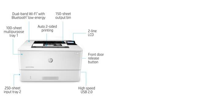 HP LaserJet Pro M404dn, Laser, 4800 x 600dpi, 38ppm, A4, 1200MHz, 256MB, USB, LCD - W124378390