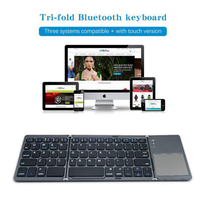 CoreParts Foldable wireless US/English keyboard with touch, Dark Grey - W128357775