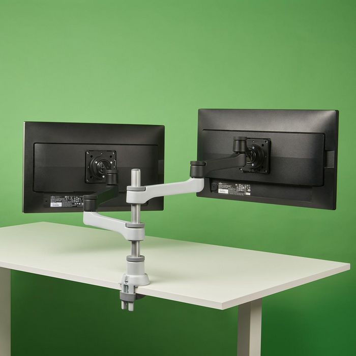 R-Go Tools R-Go Zepher 4 C2, Circular Dual Monitor Arm, Desk Mount, Adjustable, 0-8 kg, Black-Silver, Low Carbon Footprint - W125270546