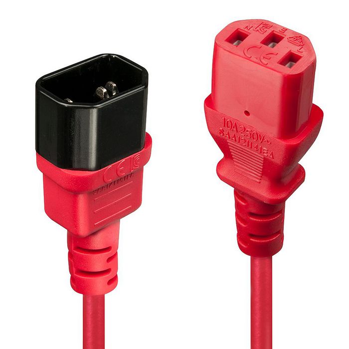 Lindy 1M C14 To C13 Extension Cable, Red - W128370741