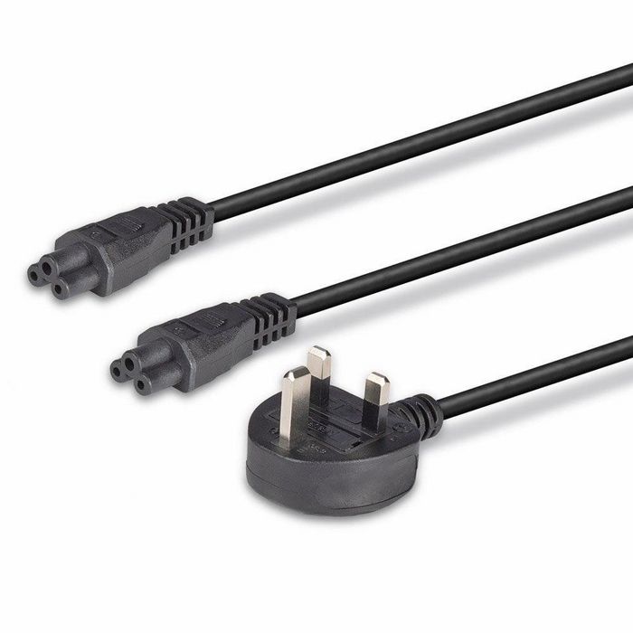 Lindy 2.5M Uk 3 Pin Plug To Iec 2 X C5 Splitter Extension Cable, Black - W128370876
