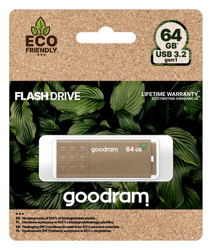 Goodram Ume3 Eco Friendly Usb Flash Drive 64 Gb Usb Type-A 3.2 Gen 1 (3.1 Gen 1) Brown - W128329915