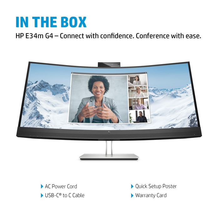 HP E34m G4 86.4 cm (34") 3440 x 1440 pixels Wide Quad HD Black - W127062336