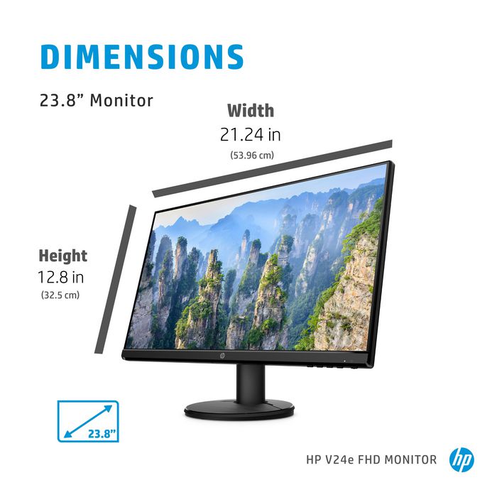 HP V24e FHD 60.5 cm (23.8") 1920 x 1080 pixels Full HD Black - W128345773