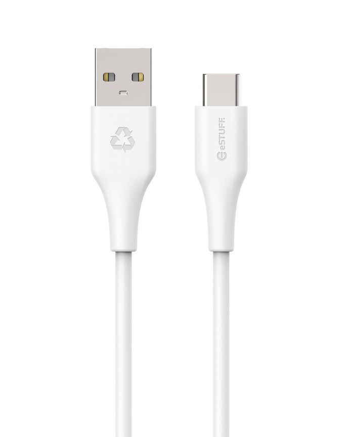 eSTUFF INFINITE Super Soft USB-C to USB-A Cable 1m White - 100% Recycled Plastic - W128202910