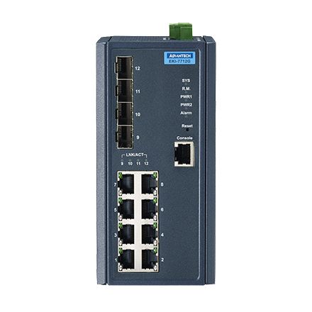Advantech 8GE+4G SFP Managed Ethernet Switch, -40~75℃ - W128407336