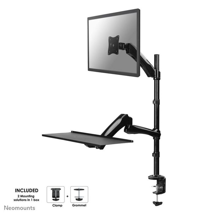 Neomounts by Newstar NewStar Desk Mount (clamp & grommet) for a Monitor (10-27" screen) AND Keyboard & Mouse (Height Adjustable) - Black - W124750732