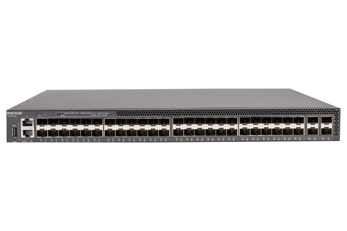 Ruckus RUCKUS ICX 8200 Switch, 48×10/100/1000 Mbps SFP ports, 4×25 GbE SFP28 stacking/uplink-ports, three-year remote TAC support. Power cord not included. TAA - W128188369