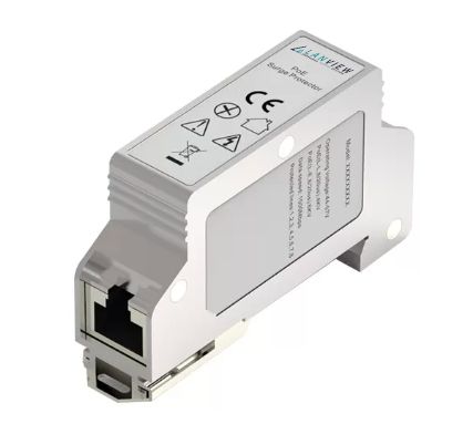 Lanview LVRDIN-POE-SP is single-port PoE surge protector,which <br>has 1 input port and 1 output port. It supports 8 lines network signals and provides surge protection for PoE wires. - W128426637