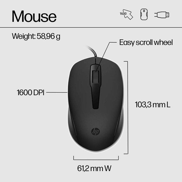 HP 100 Wired Mouse and Keyboar - W126262612