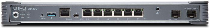 Juniper SRX300 hardware firewall 1000 Mbit/s  - SRX300 (Hardware Only, require SRX300-JSB or SRX300-JSE to complete the System) with 8GE (w 2x SFP), 4G RAM, 8G Flash. Includes external power supply and cable. RMK not included - W128426938