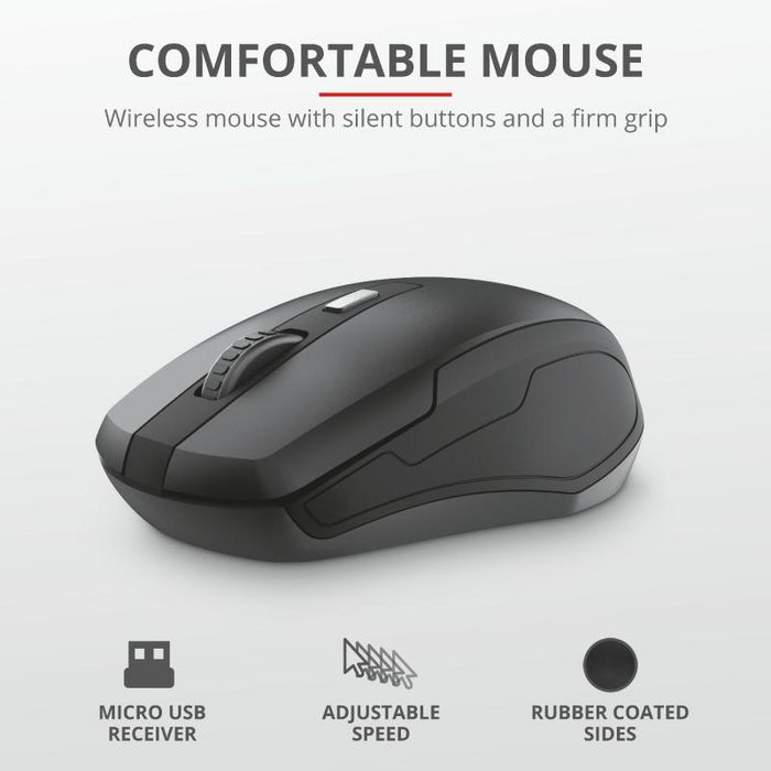 Trust Ody Keyboard Mouse Included Rf Wireless Czech Black - W128427039