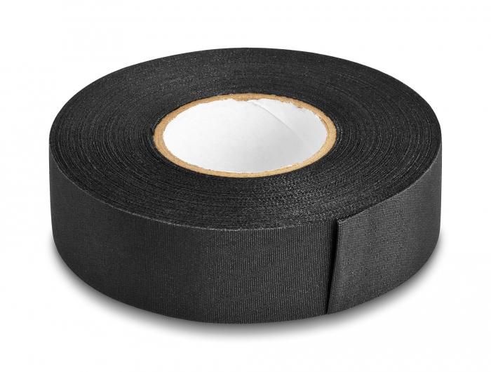 Delock Cloth Tape 25 m x 25 mm untearable self-adhesive black - W128432808