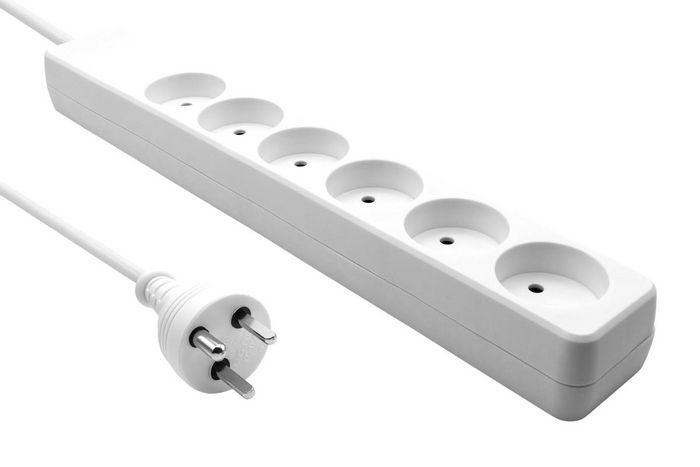 MicroConnect Danish Power Strip 6-way White, with 2m EDB cable - W128444263