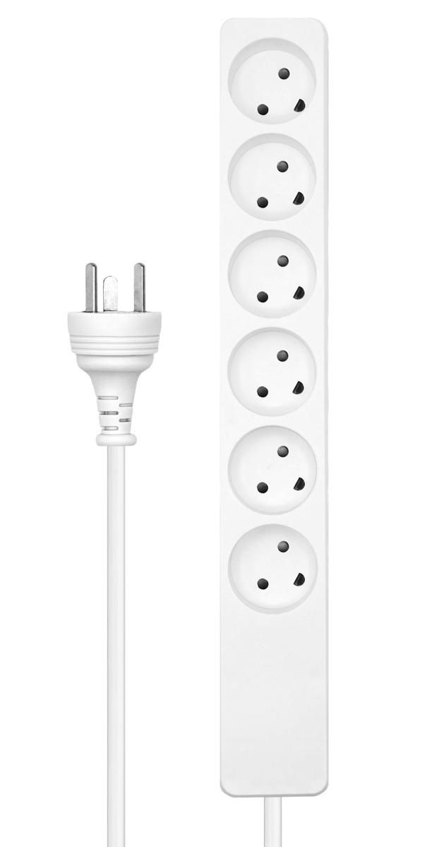 MicroConnect Danish Power Strip 6-way White, with 7m EDB cable - W128444268