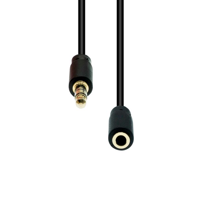 ProXtend Mini-Jack 3-Pin Slim Extension Cable Black 2M - W128365946