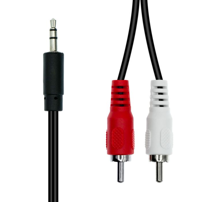 ProXtend Mini-Jack 3-Pin to 2 x RCA Cable M-M Black 2M - W128365913