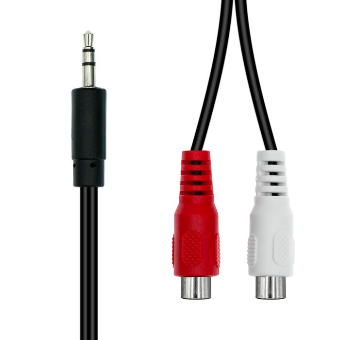 ProXtend Mini-Jack 3-Pin to 2 x RCA Cable M-F Black 20cm - W128365905