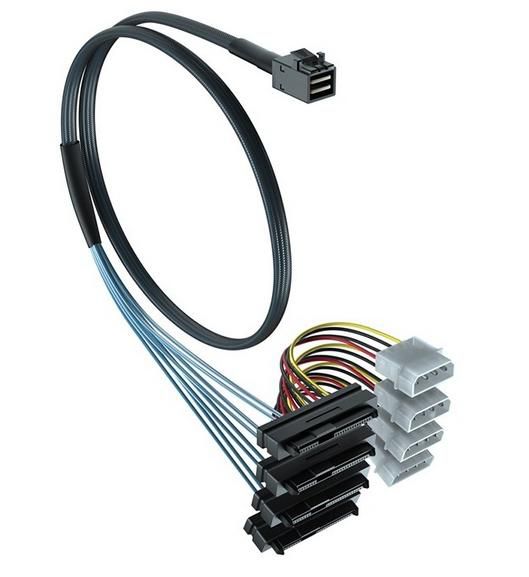 Overland-Tandberg 0.5M Internal Sas Cable - Mini-Sas (Sff-8643) To 4X29 Pin (Sff-8482) With Sas 15 Pin Power Port - W128430789