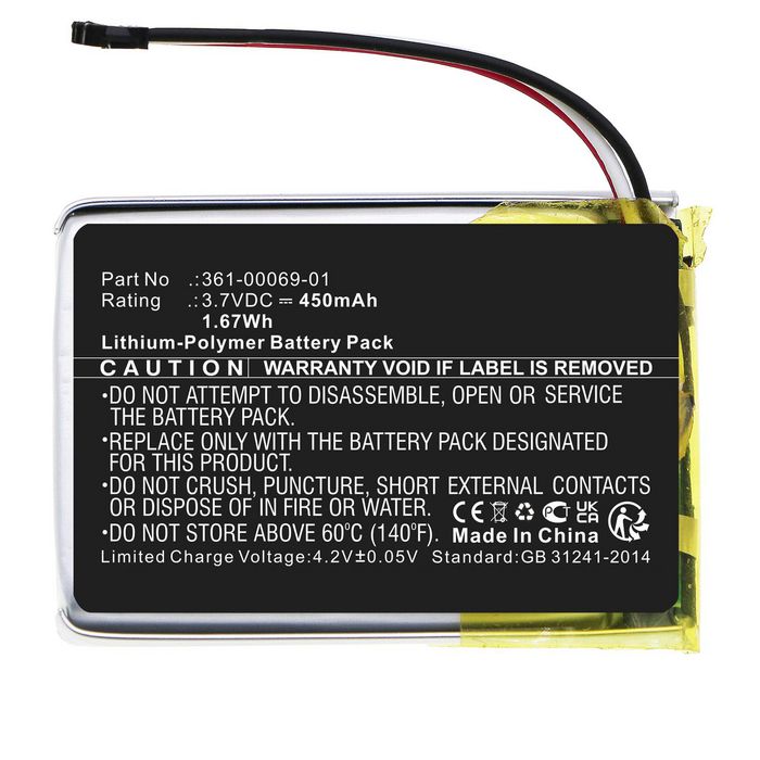 CoreParts Battery for Garmin Dog Collar 1.67Wh Li-Pol 3.7V 450mAh for 010-02608-10,Delta SE Dog Training Collar R,O2ADNH02 - W128426806