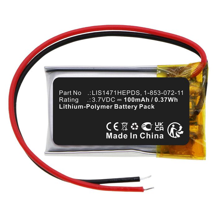 CoreParts Battery for Sony Entertainment 0.37Wh Li-Pol 3.7V 100mAh for TDG-250,TDG-BR250 - W128426861