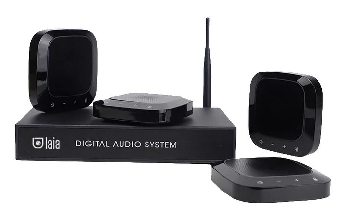 Laia USB audio system with 4 desktop WiFi mics. Advanced integration functions with other audio devices. Medium and large rooms. - W128408374