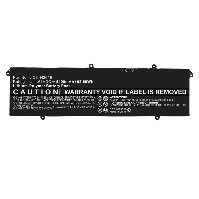 CoreParts Battery for Asus Notebook, Laptop 62.69Wh Li-Polymer 11.61V 5400mAh Black for K3400P, K3400PA, K3400PH, K3500PH, M3401Q, M3500Q, M3500QC, VivoBook Pro 14 OLED, 14X OLED, 15 OLED - W128436616