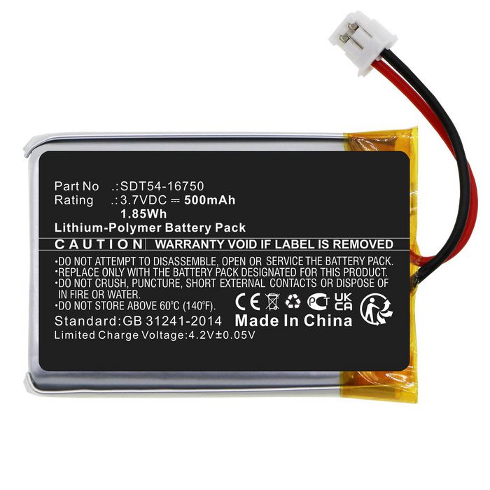 CoreParts Battery for SportDog Dog Collar 1.85Wh Li-Polymer 3.7V 500mAh Black for SD-575, SD-575E, SportTrainer SD-575 Black Edit, SportTrainer SD-575E Orange Ed - W128436625