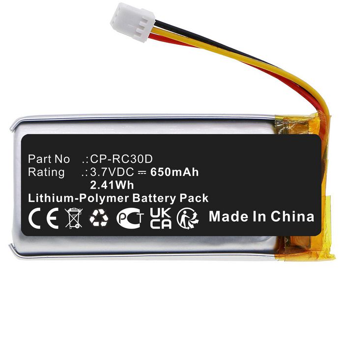 CoreParts Battery for RAZER Keyboard,Mouse 2.41Wh Li-Polymer 3.7V 650mAh Black for BASILISK ULTIMATE, NAGA PRO, RC30-031701, RZ01-03420, RZ01-034200100 - W128436663