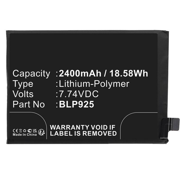 CoreParts Battery for OPPO, Oneplus Mobile, SmartPhone 18.58Wh Li-Polymer 7.74V 2400mAh Black for Realme GT Neo 3 5G 2022 150W, RMX3562, RMX3563,  10R, 10R 5G 2022, 10R 5G 2022 150W, Ace 5G 2022, CPH2411, PGKM10 - W128436691