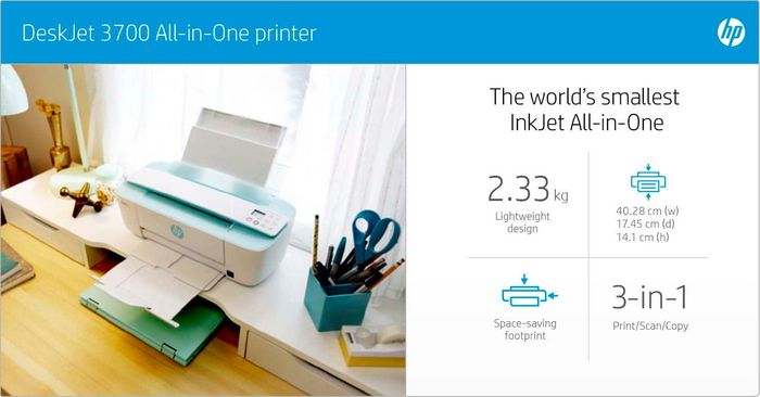 HP Deskjet 3762 All-In-One Printer, Color, Printer For Home, Print, Copy, Scan, Wireless, Wireless; Instant Ink Eligible; Print From Phone Or Tablet; Scan To Pdf - W128560474