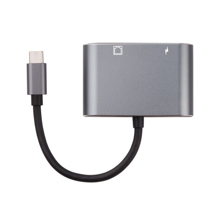 MicroConnect USB-C male to RJ45 network & USB-C PD charging female - W128340446