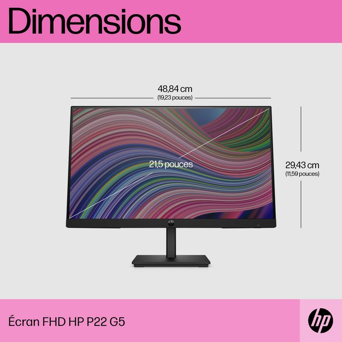 HP P22 G5 computer monitor 54.6 cm (21.5") 1920 x 1080 pixels Full HD Black - W128439470