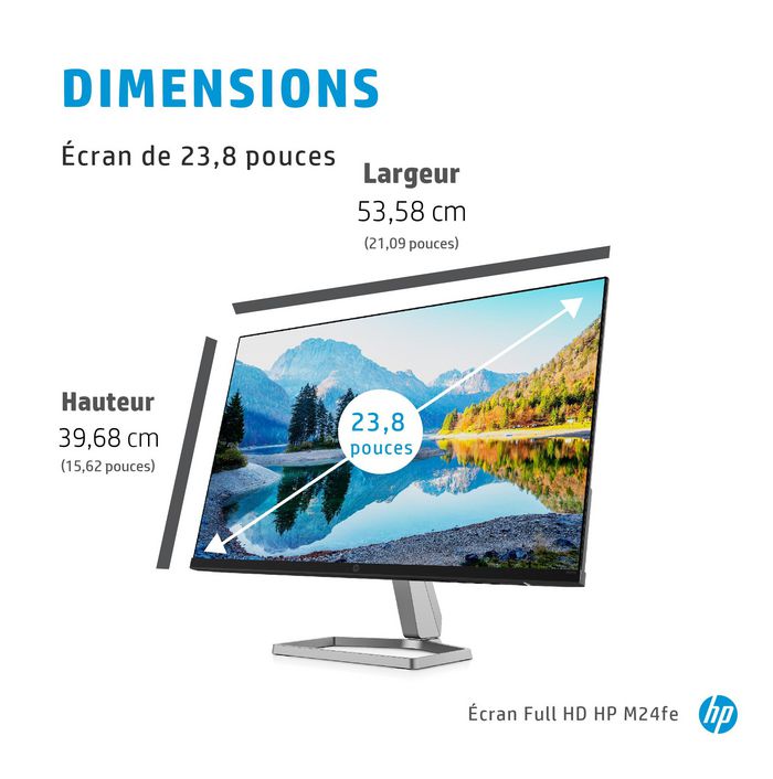 HP 23.8 Full HD IPS Computer Monitor, AMD Freesync, (HDMI, VGA) - M24fe