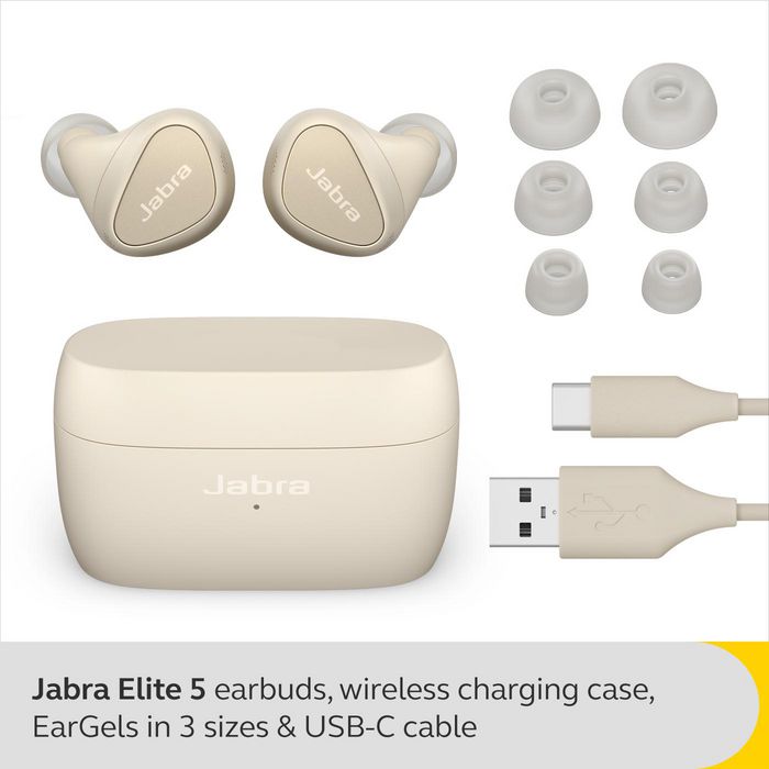 Jabra Elite 5 Headset True Wireless Stereo (Tws) In-Ear Calls/Music Bluetooth Beige, Gold - W128277390