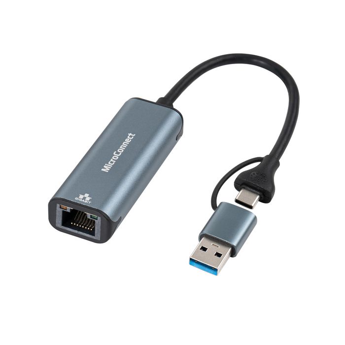 MicroConnect USB-C / A to RJ45 network Gigabit Adapter - W128283744